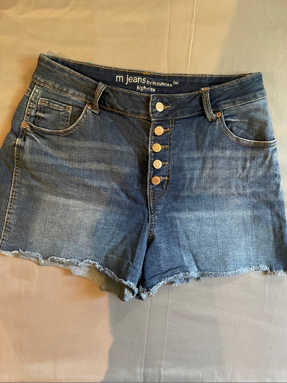 Maurices Dark Blue High-Rise Button-Front Jean Shorts